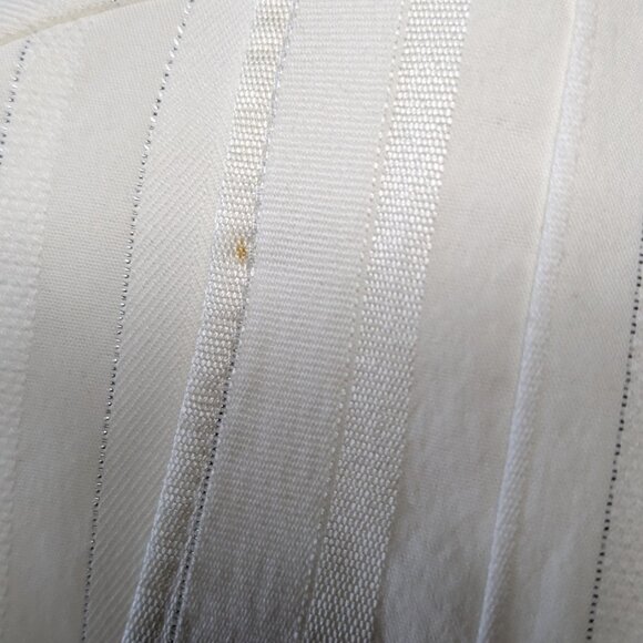 2 for $30 LOFT White Tailored Striped with Silver Lurex collared Wrap Blouse 4 - Picture 6 of 6